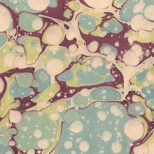 Hand Marbled Paper Stone Marble Pattern in Burgundy, Aqua and Muted Yellow ~ Berretti Marbled Arts